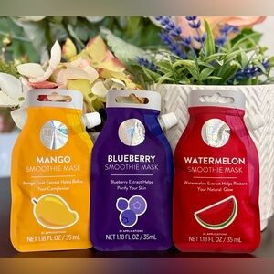 🆕🥭🫐🍉 MISS SPA LIMITED EDITION FRUIT SMOOTHIE MASK SET OF 3. NEW FACTORY SEALED.